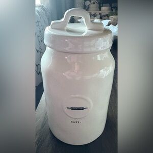 Rae Dunn White Ceramic ROLL Kitchen Canister
